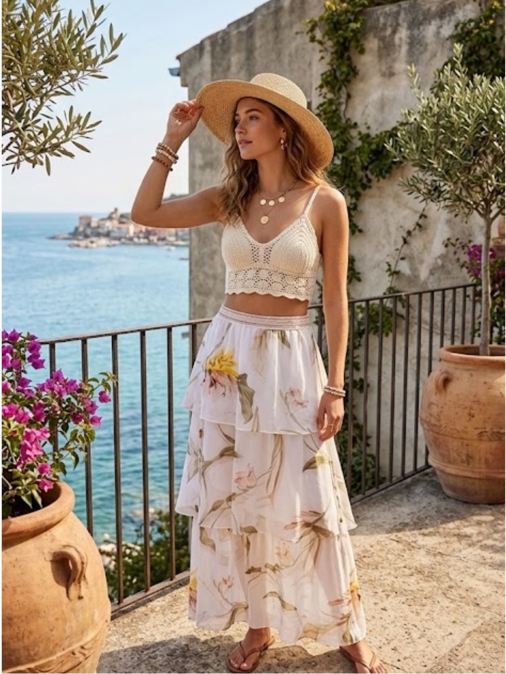 White House Black Market | Floral Tiered Maxi Strapless Dress - XSP